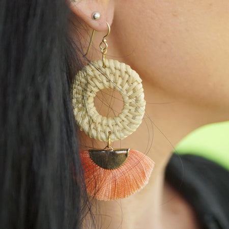 INSTRUCTIONS for DIY Straw & Tassel Earrings - Coral and Gold - Goody Beads