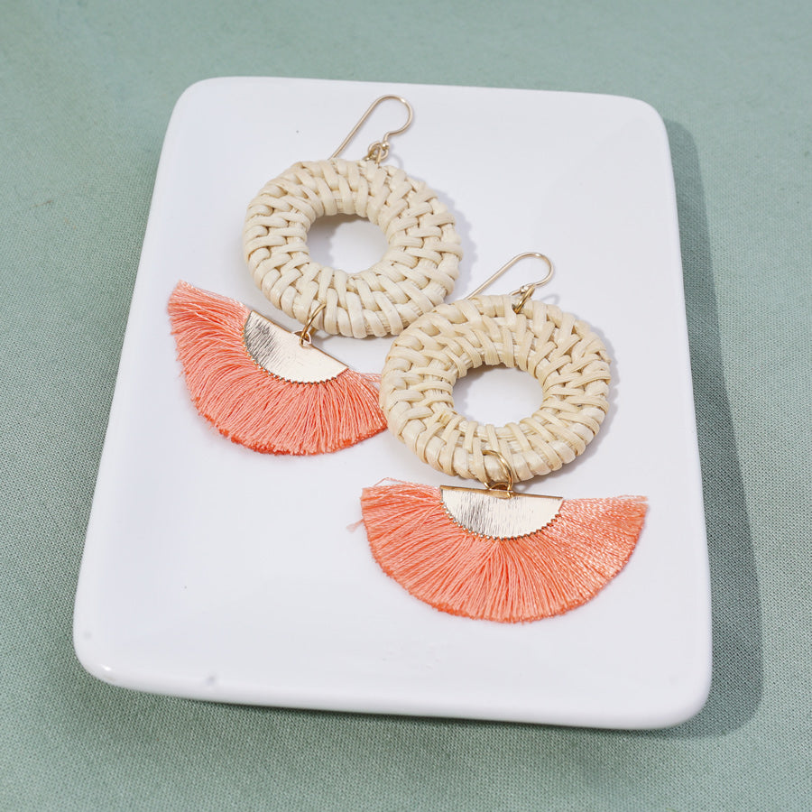 INSTRUCTIONS for DIY Straw & Tassel Earrings - Coral and Gold - Goody Beads