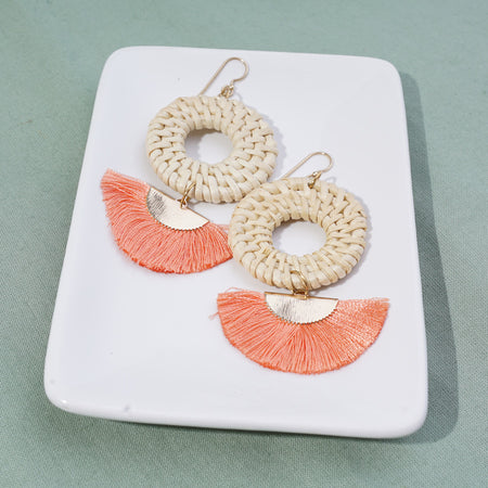 INSTRUCTIONS for DIY Straw & Tassel Earrings - Coral and Gold - Goody Beads