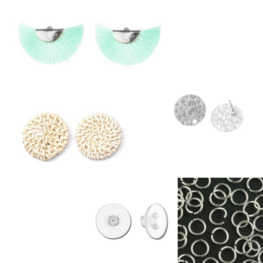 DIY Straw & Tassel Earrings - Silver and Mint - Goody Beads