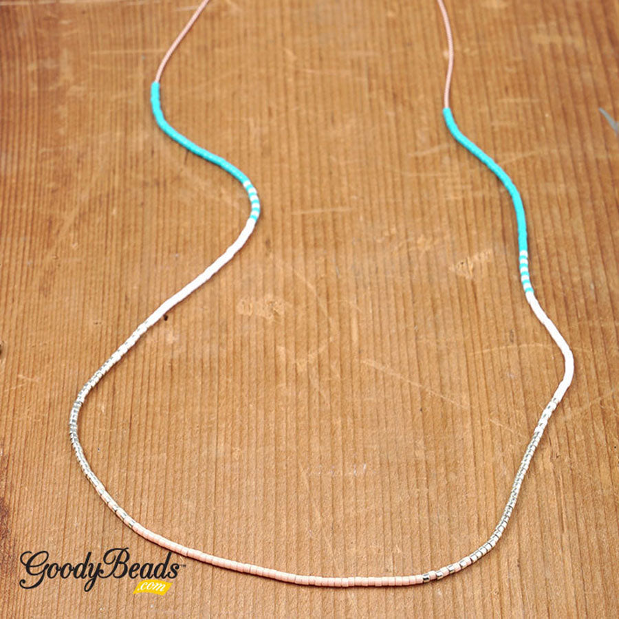 INSTRUCTIONS for DIY Miyuki Delica Colorblock Necklace with Griffin Cord - Goody Beads