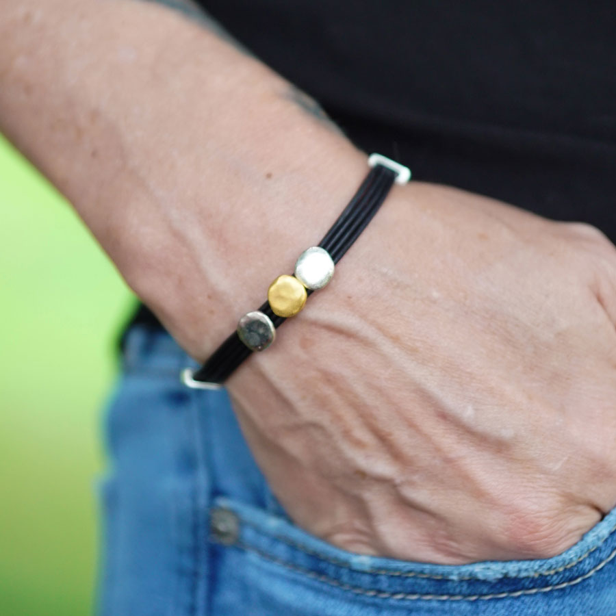 DIY Mixed Moons Leather Bracelet with Adjustable Sliding Clasp - Goody Beads