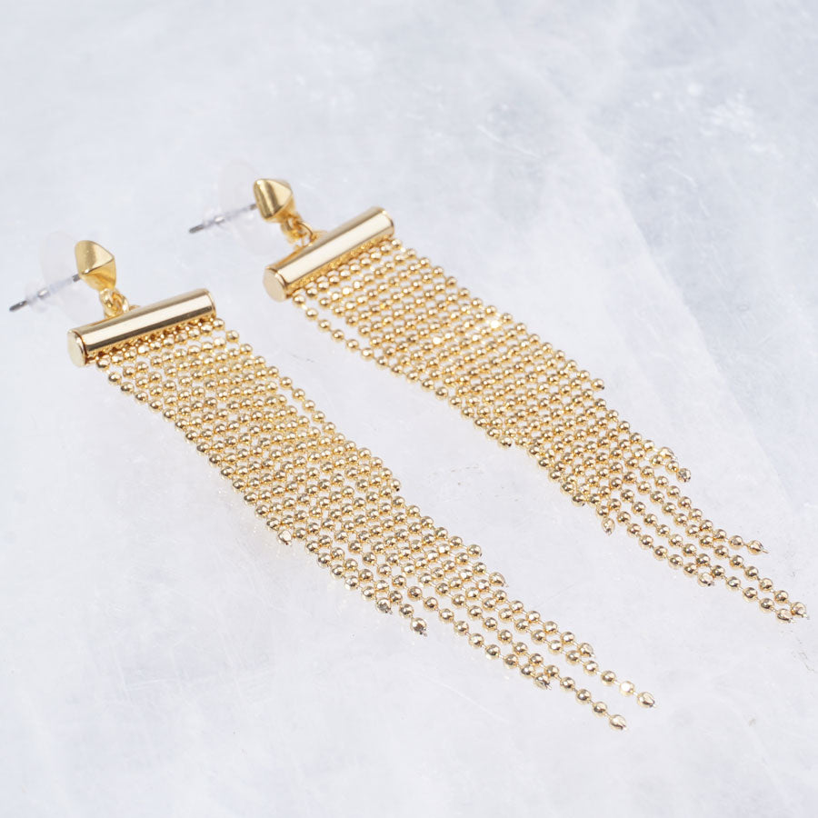 INSTRUCTIONS for DIY Golden Fringe Earrings with Ball Chain - Goody Beads