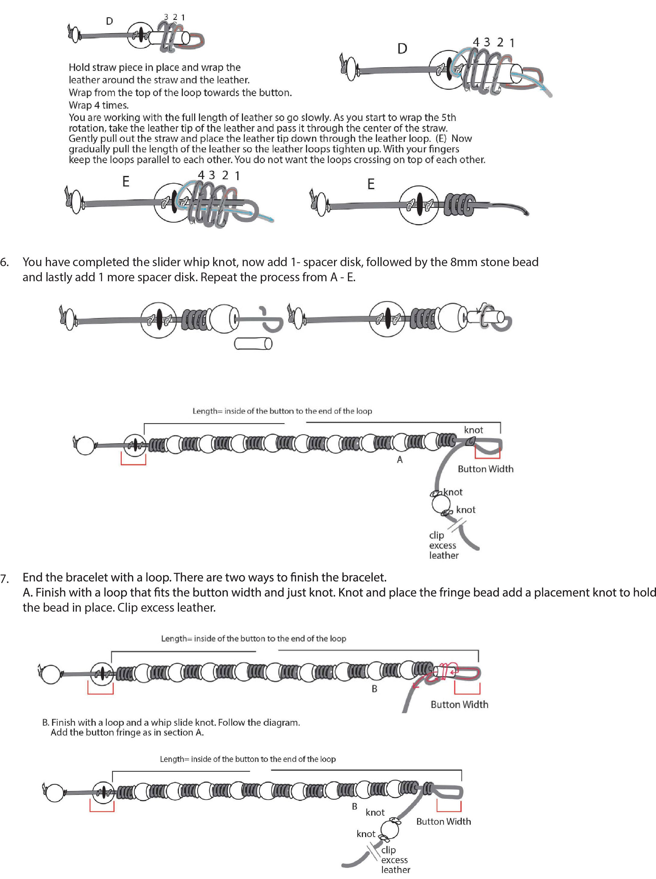 INSTRUCTIONS for DIY Leather Whip Slide Knot & Gemstone Bracelet  - Blood Stone - Goody Beads