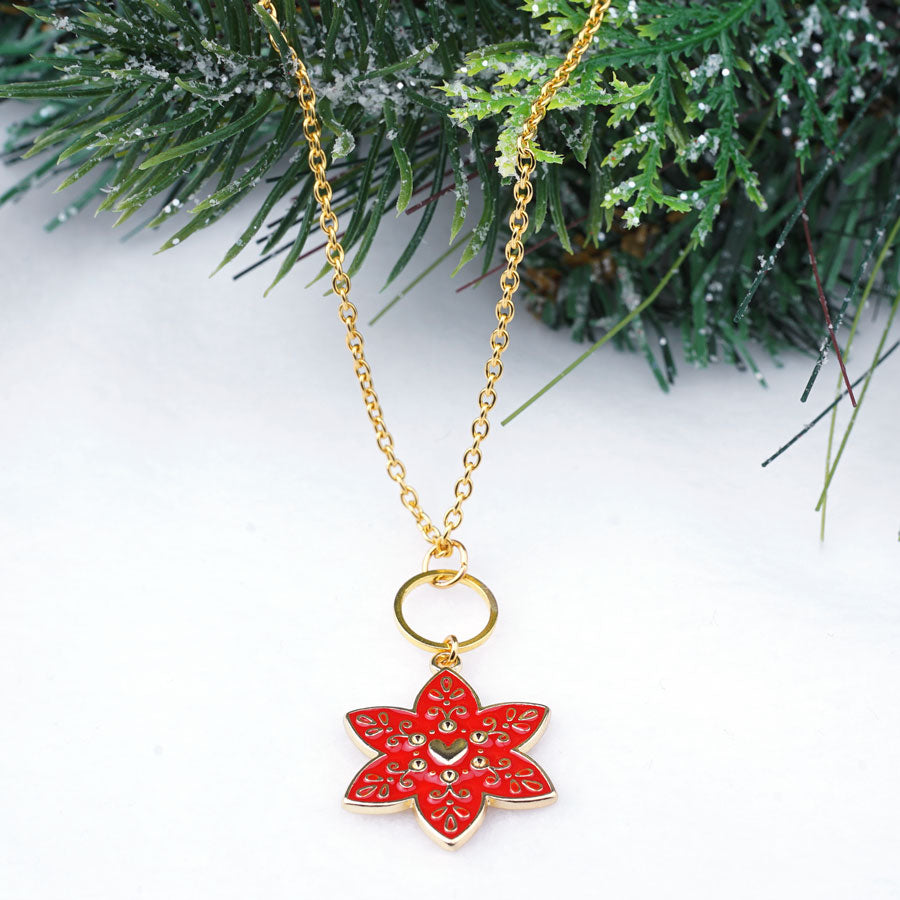 DIY Gold and Red Poinsettia Inspired Necklace - Goody Beads
