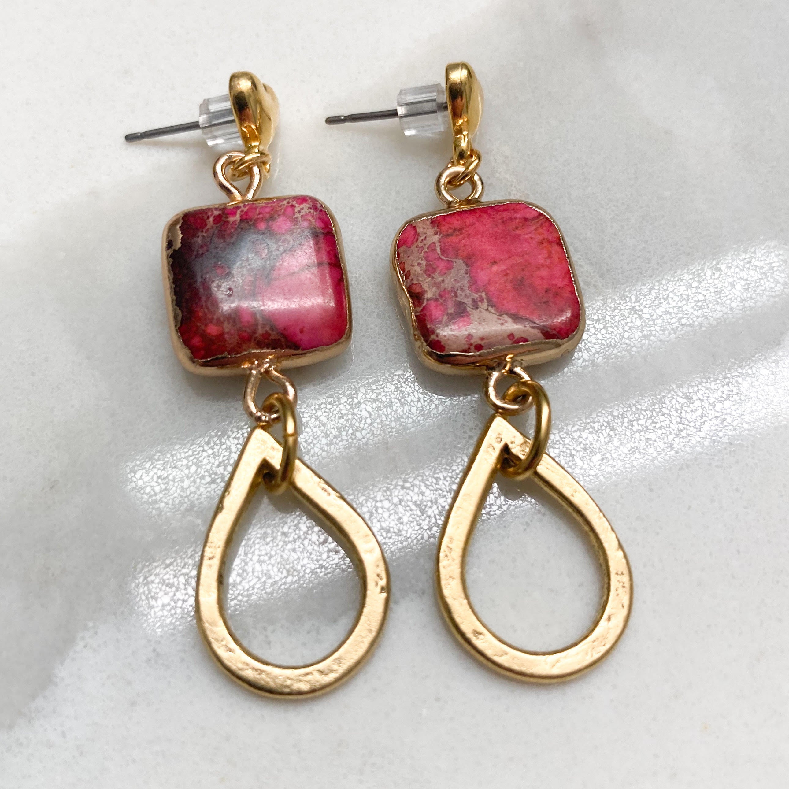 INSTRUCTIONS for DIY Gold and Pink Impression Jasper Love Connection Earrings - Goody Beads