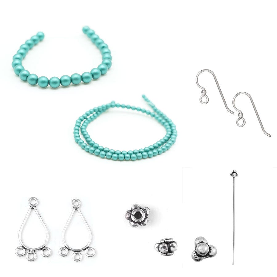 INSTRUCTIONS for DIY Bali Beauty Teal Czech Glass Pearl Earrings - Goody Beads