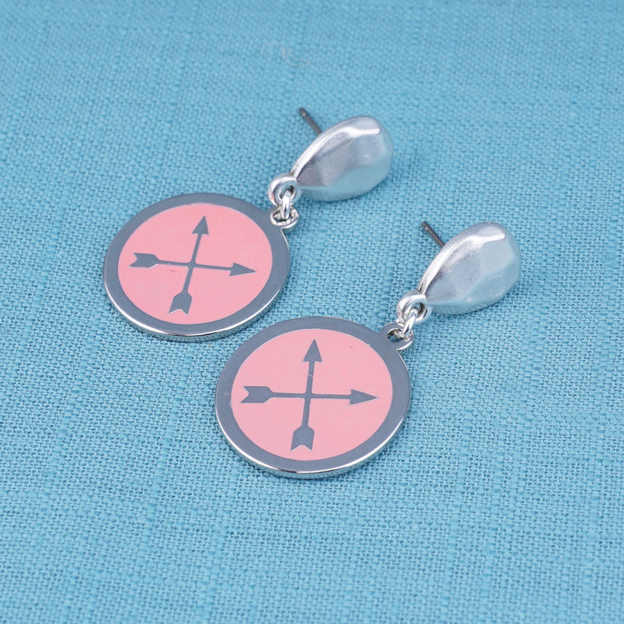 DIY Crossed Arrows Coral Enamel Earrings - Silver - Goody Beads