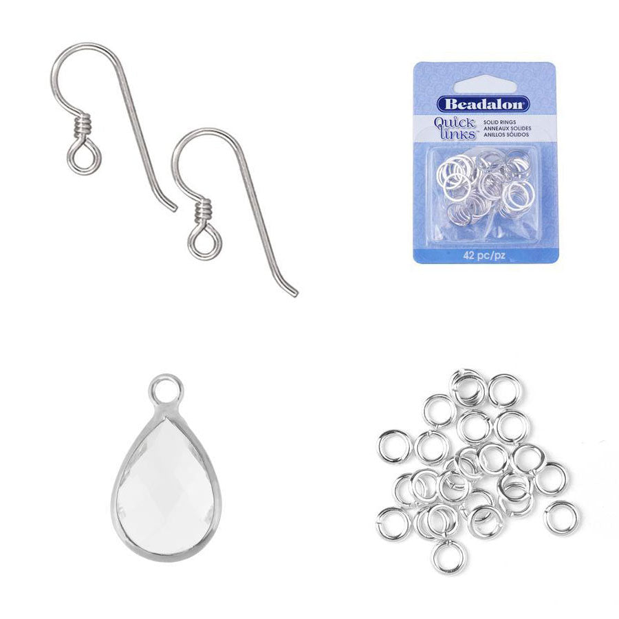 INSTRUCTIONS for DIY Charm Me Sweetly Earrings - Clear and Silver Teardrop - Goody Beads