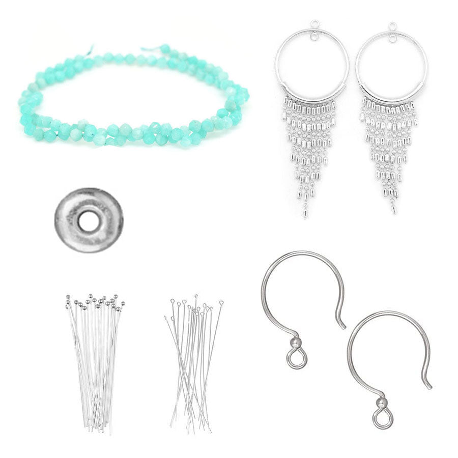 INSTRUCTIONS for DIY Fabulous Fringe Earrings - Silver and Amazonite - Goody Beads
