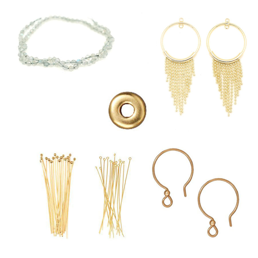 DIY Fabulous Fringe Earrings - Gold and Labradorite - Goody Beads