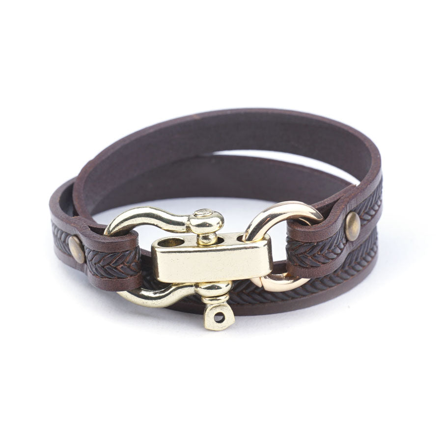 INSTRUCTIONS for DIY Unisex Brown Leather and Gold Shackle Clasp Bracelet - Goody Beads