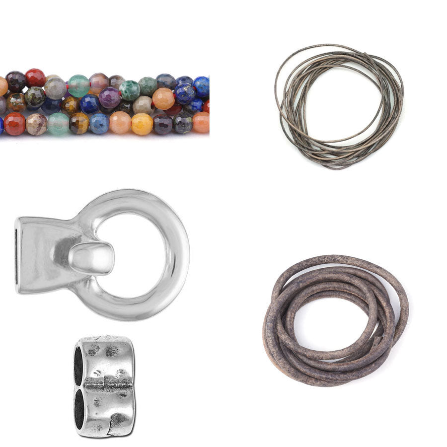 DIY Mixed Gemstone and Leather Bracelet - Goody Beads
