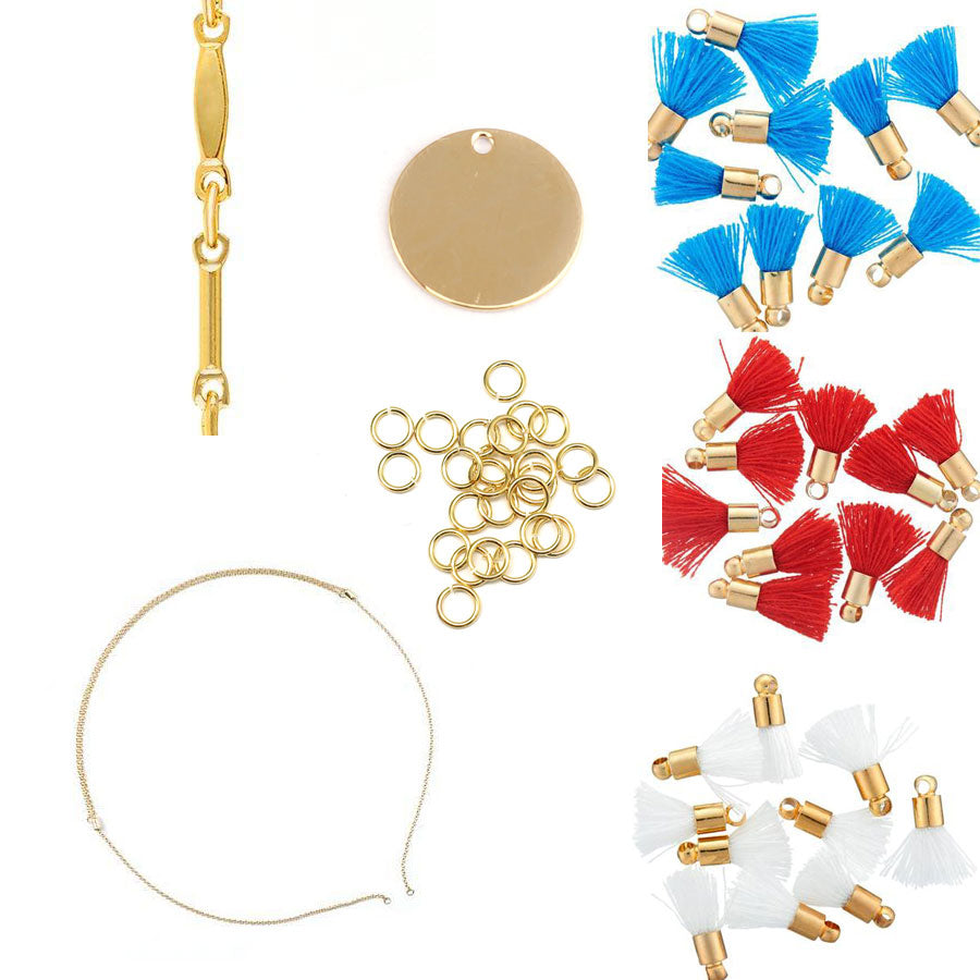 DIY Patriotic Golden Glamor Tassel Necklace - Goody Beads