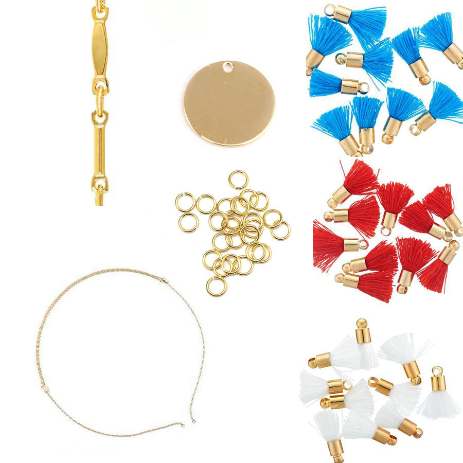 INSTRUCTIONS for DIY Patriotic Golden Glamor Tassel Necklace - Goody Beads