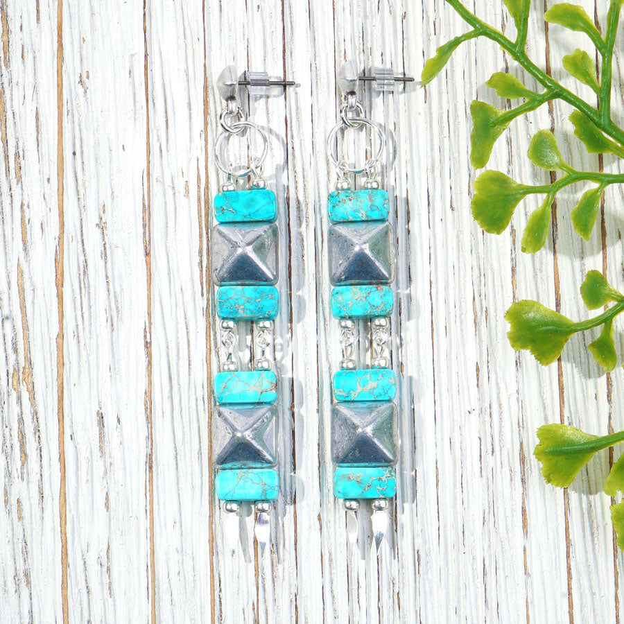 INSTRUCTIONS for DIY Gemstone and Czech Stud Ladder Earrings - Silver and Aqua Impression Jasper - Goody Beads