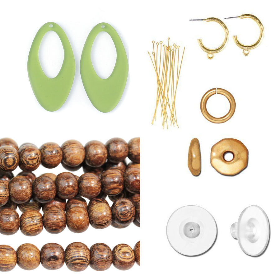 INSTRUCTIONS for DIY Retro Avocado with Gold Hoop Earrings - Goody Beads