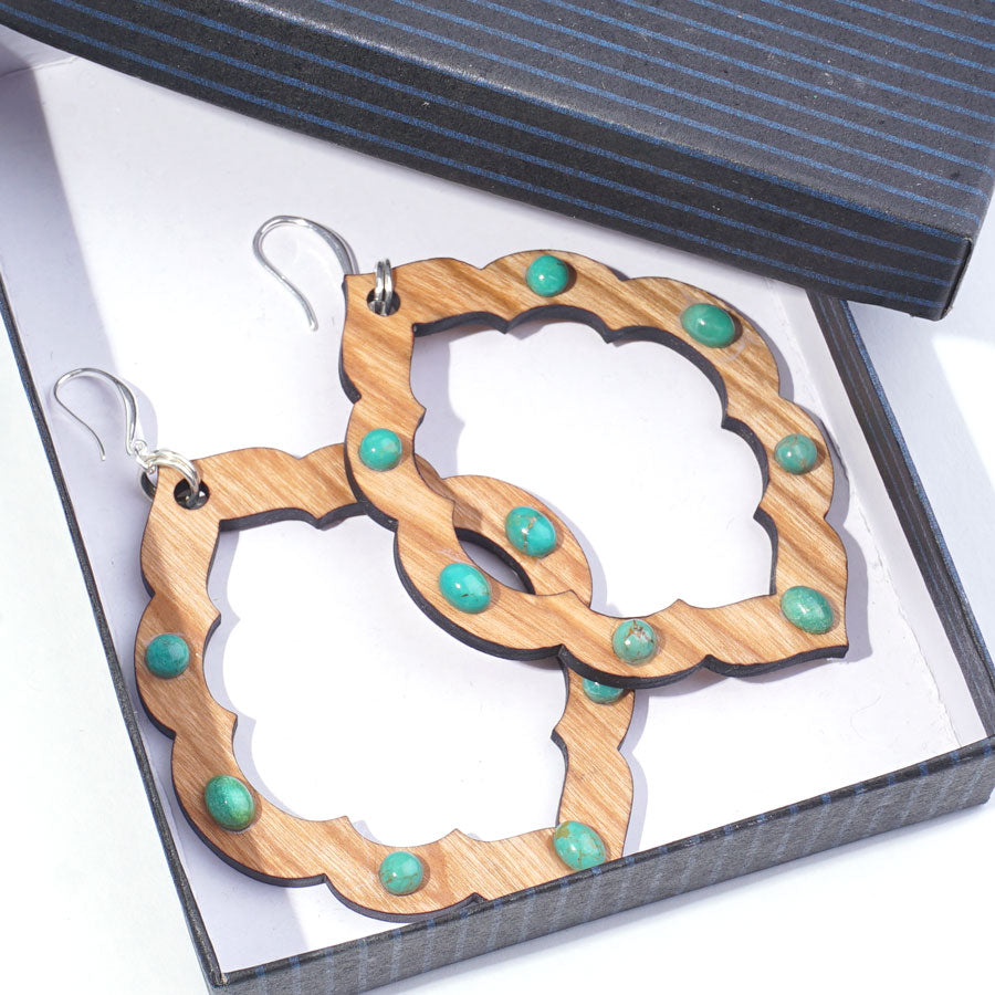 INSTRUCTIONS for DIY Scallop Wood Frame with Natural Chinese Turquoise Cabochons Earrings - Goody Beads
