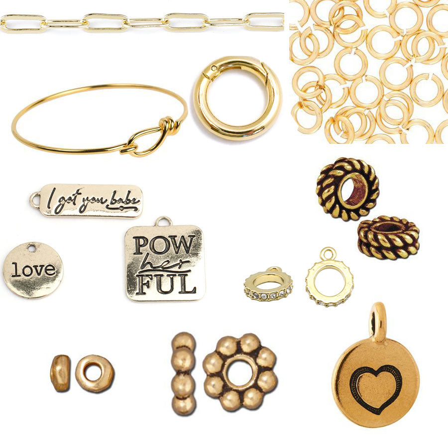 DIY PowHERful Bracelet and Necklace Duo - Gold - Goody Beads