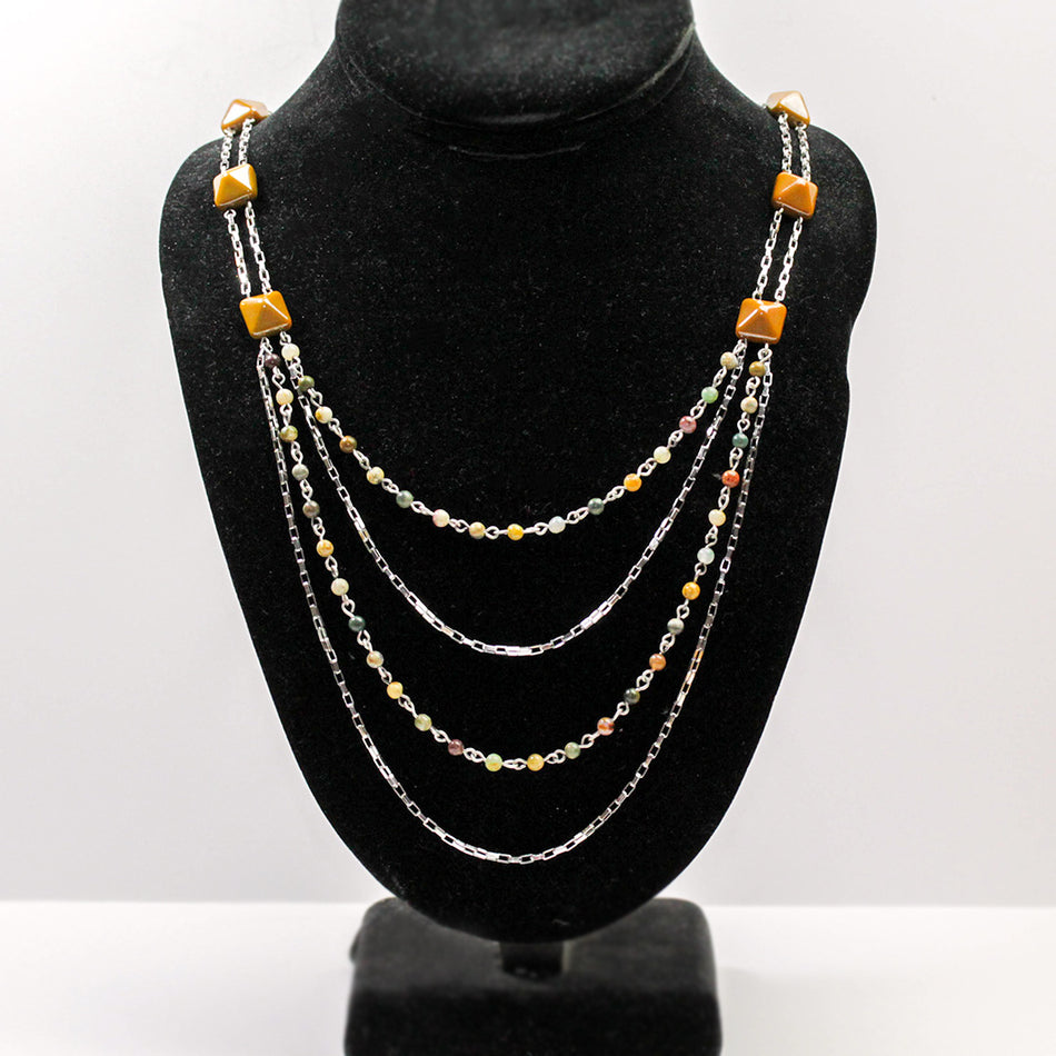 DIY Carmel Stud and Ocean Jasper Multi Strand Necklace