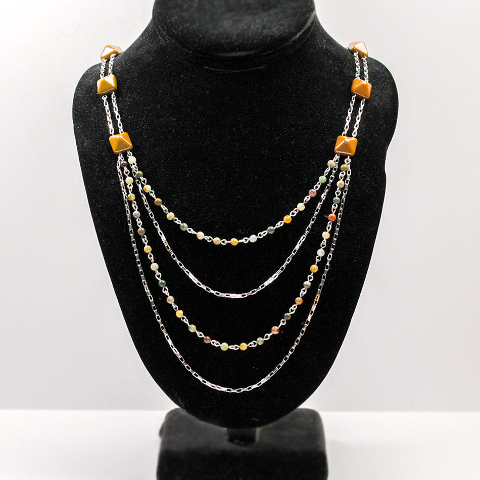 INSTRUCTION for DIY Carmel Stud and Ocean Jasper Multi Strand Necklace