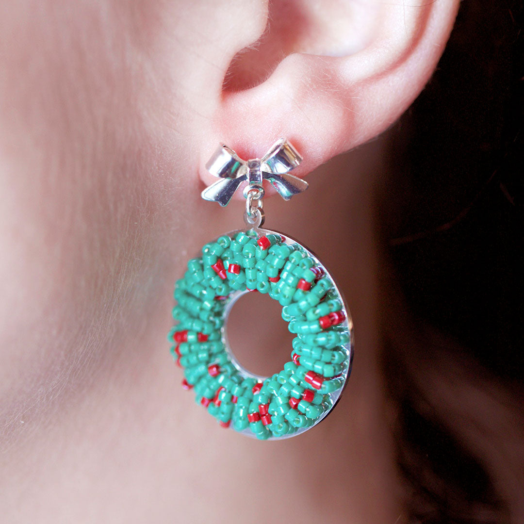 DIY Beaded Holiday Wreath Earrings - Goody Beads