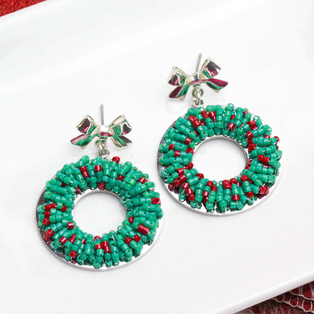 DIY Beaded Holiday Wreath Earrings - Goody Beads