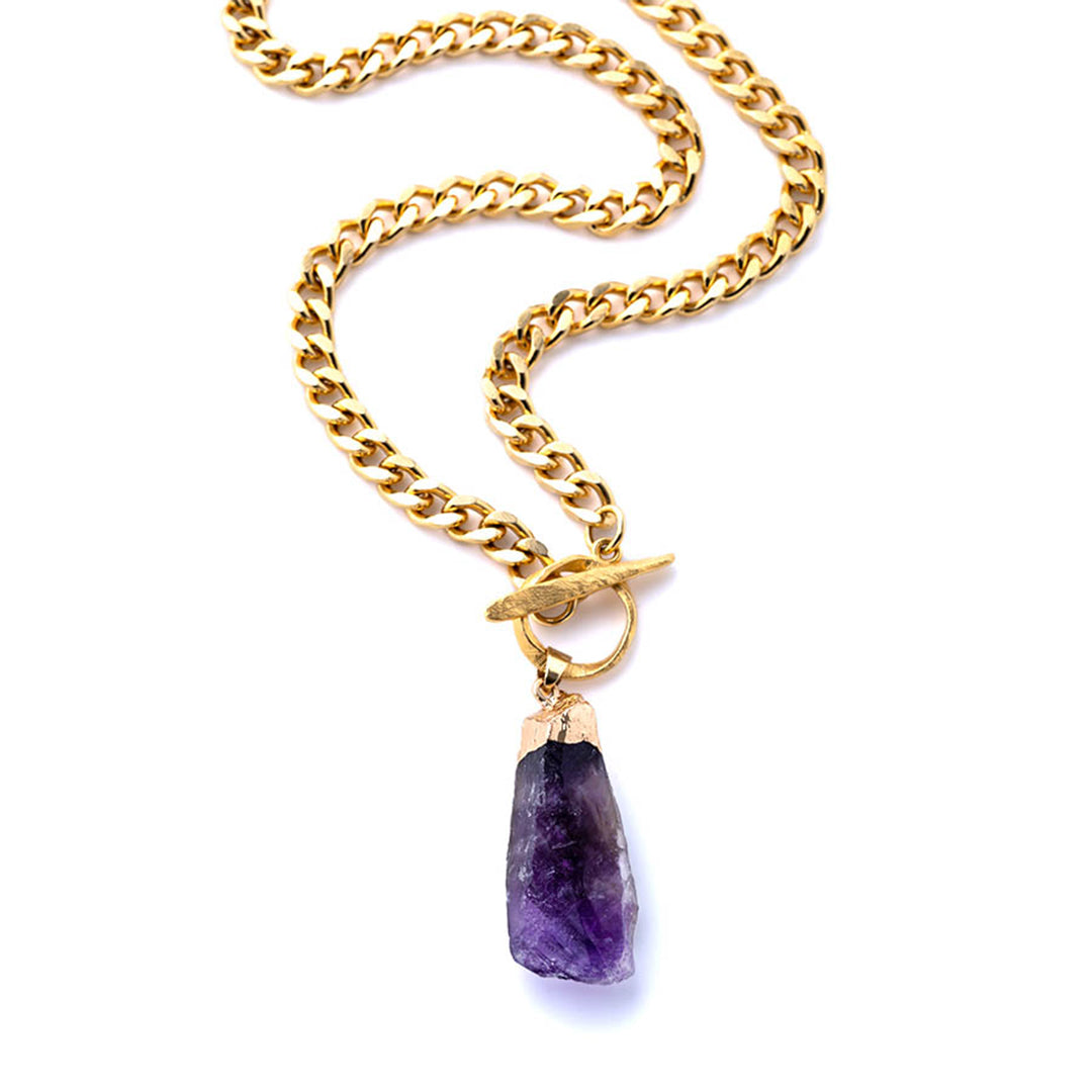 DIY Love Chain Reaction Necklace - Gold and Amethyst