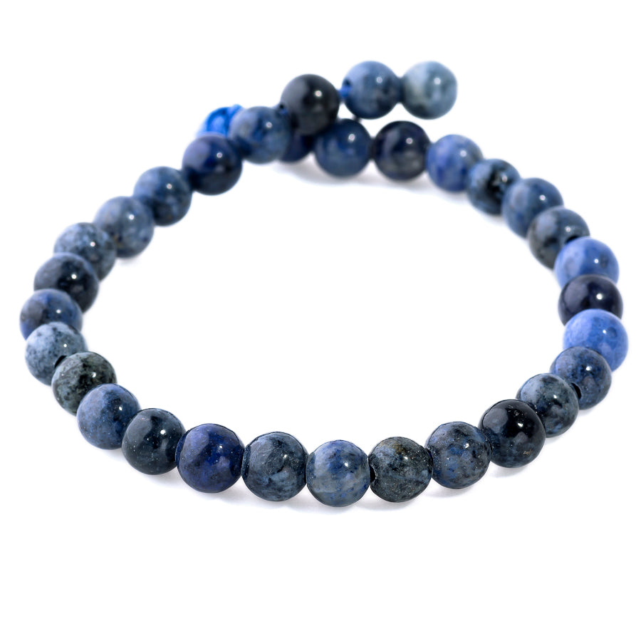 Dumortierite 6mm Round Large Hole Beads - 8 Inch