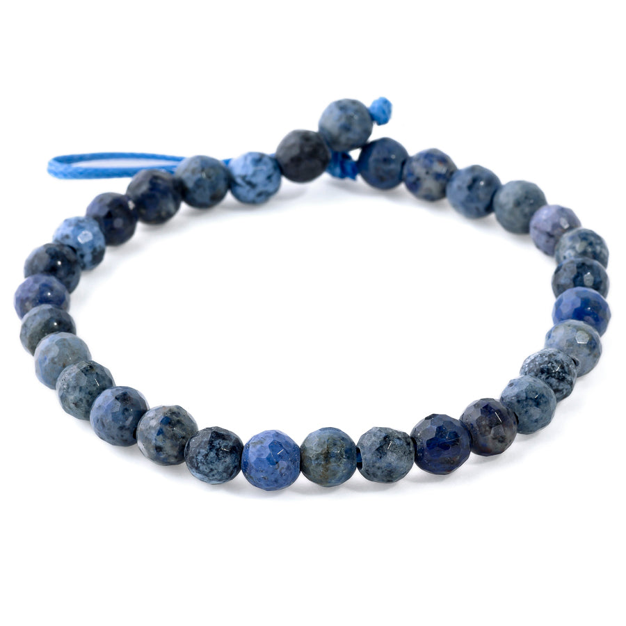 Dumortierite 6mm Faceted Round Large Hole Beads - 8 Inch