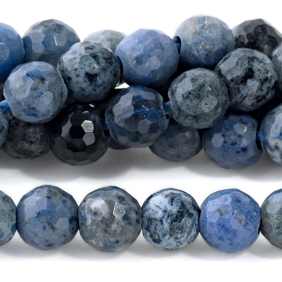 Dumortierite 6mm Faceted Round Large Hole Beads - 8 Inch