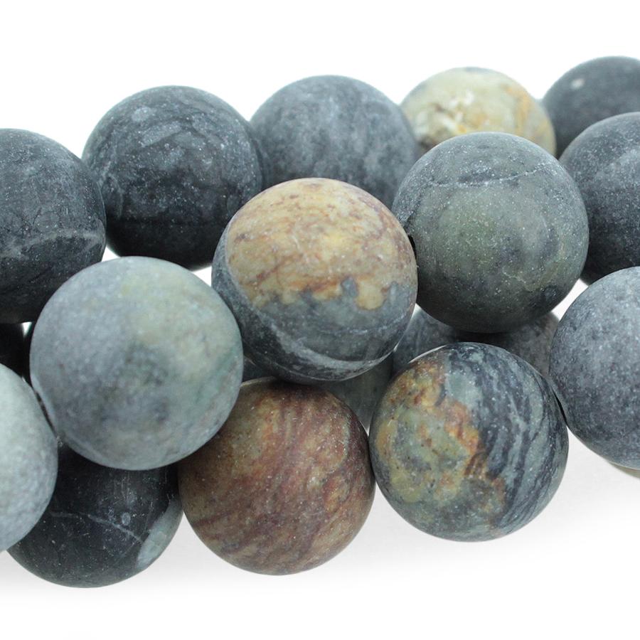 MATTE Dark Picasso Jasper 12mm Round 15-16 Inch