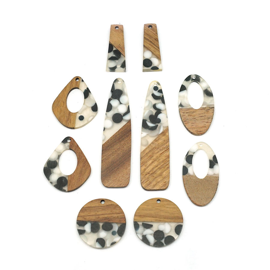 Exclusive Wood & Resin Summer Bundle - Black & White Dots - Goody Beads