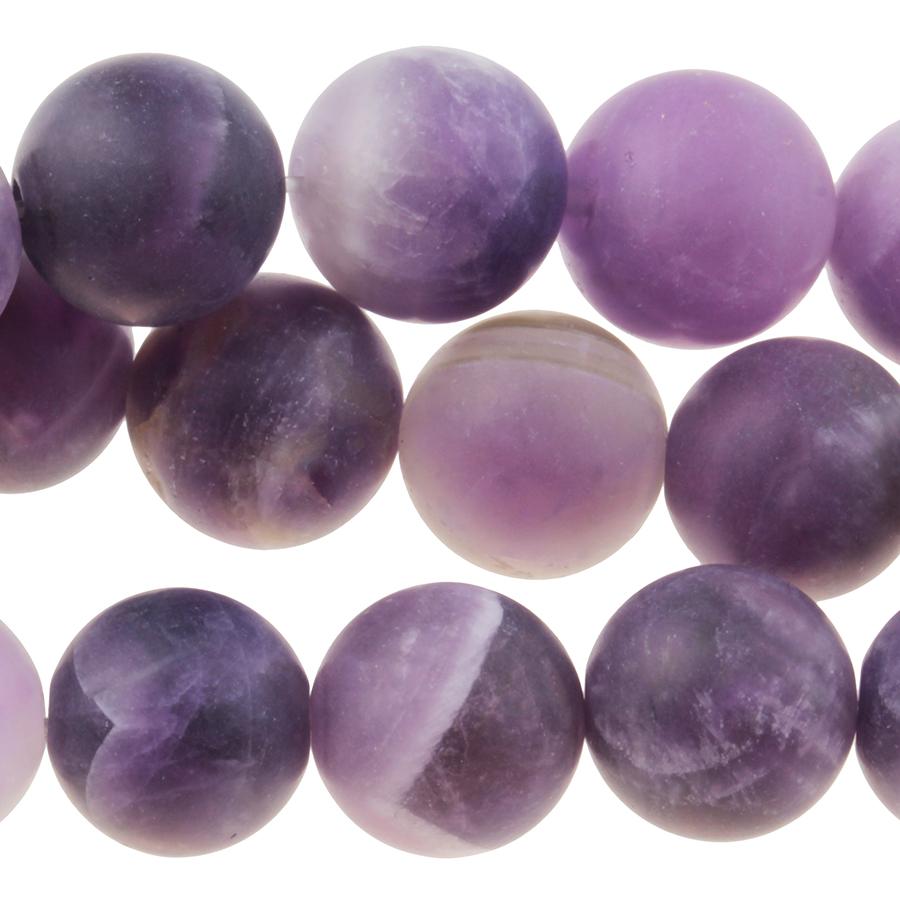 MATTE Dog Teeth Amethyst 10mm Round 8-Inch