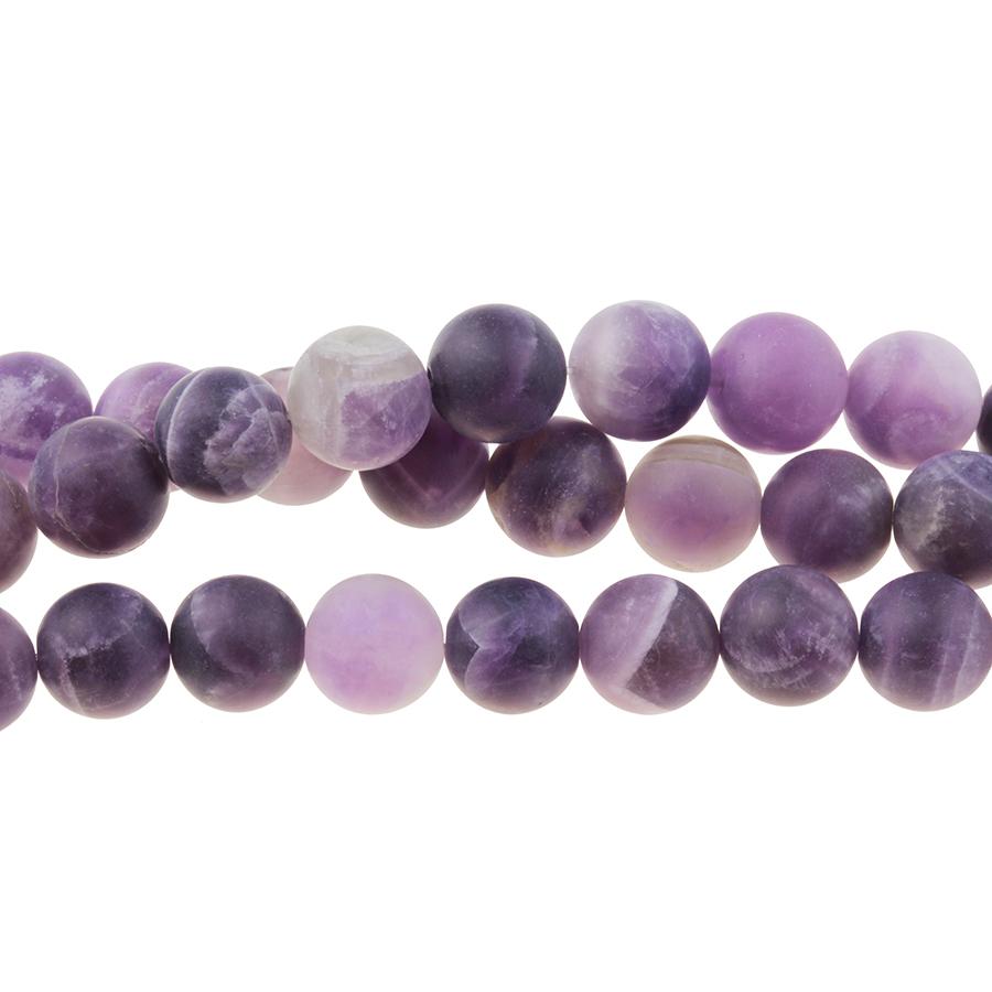 MATTE Dog Teeth Amethyst 10mm Round 8-Inch