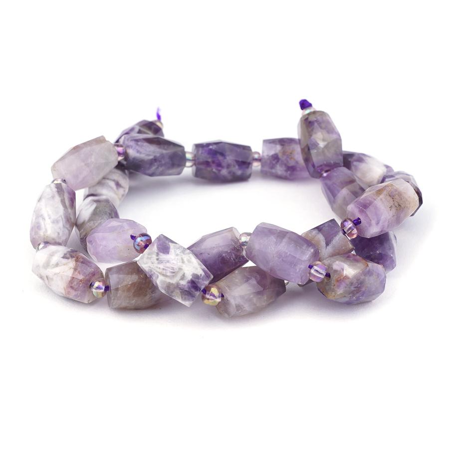 Dog Teeth Amethyst 10x14mm Barrel Faceted - 15-16 Inch