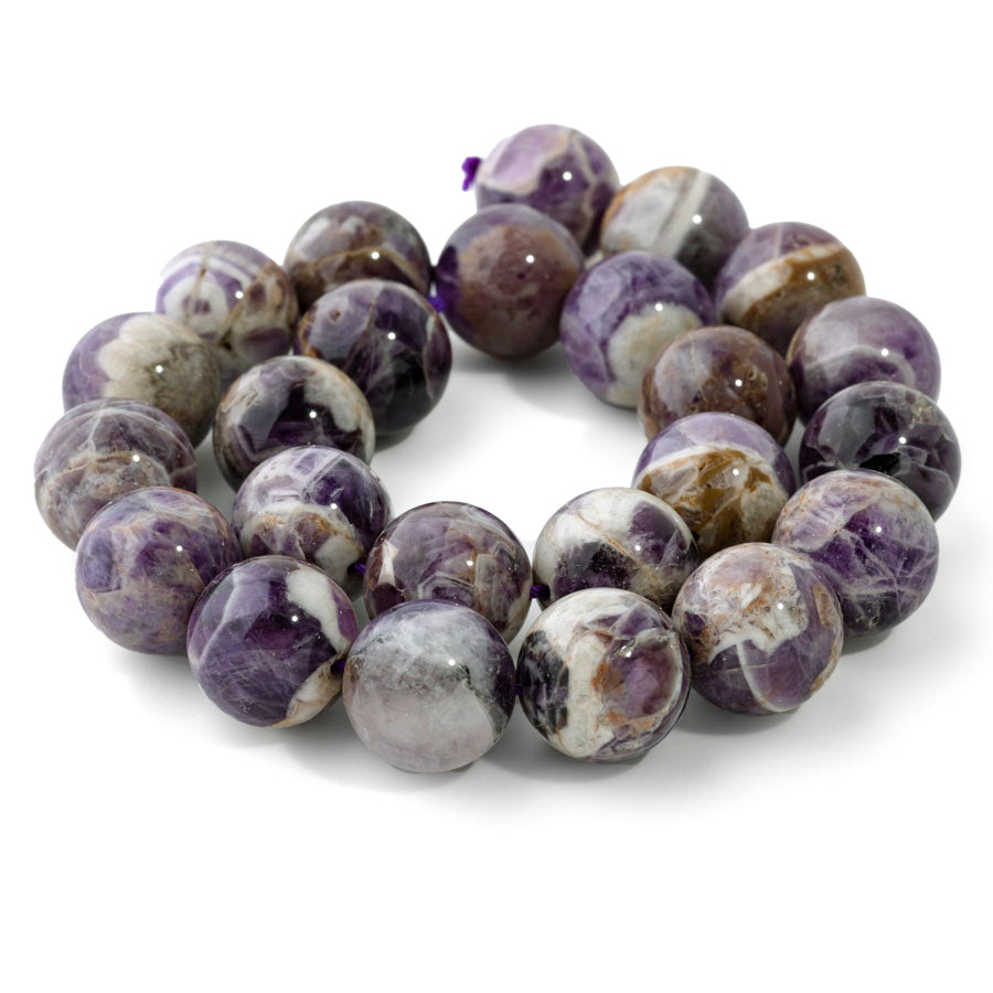 Dog Teeth Amethyst 16mm Round - 15-16 Inch