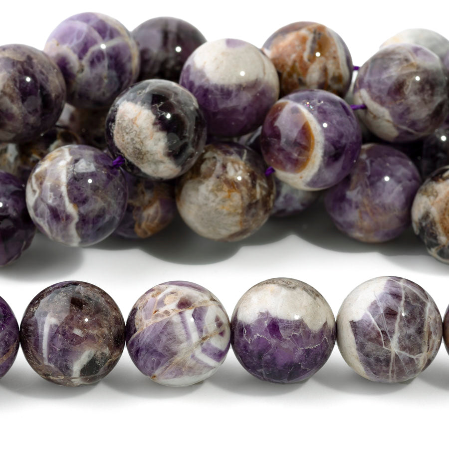 Dog Teeth Amethyst 16mm Round - 15-16 Inch