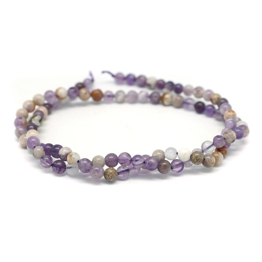 Flower Dog Teeth Amethyst 4mm Natural Round - 15-16 Inch