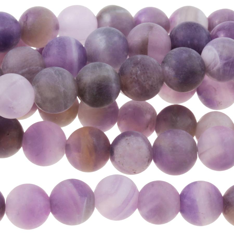 MATTE Dog Teeth Amethyst 6mm Round 8-Inch - Goody Beads