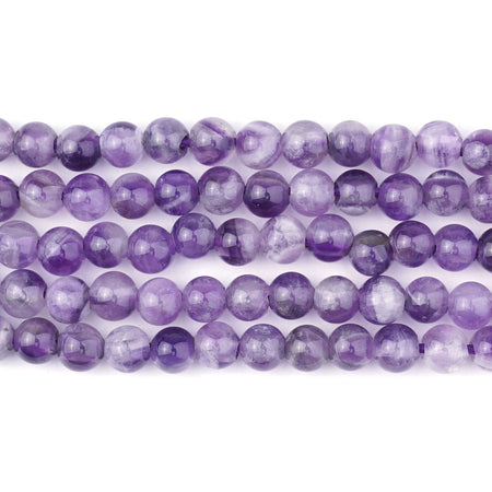 6mm Dog Teeth Amethyst Natural Round Large Hole - Large Hole Beads - Goody Beads