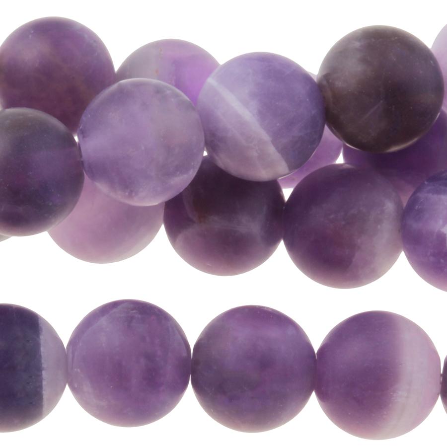 MATTE Dog Teeth Amethyst 8mm Round 8-Inch