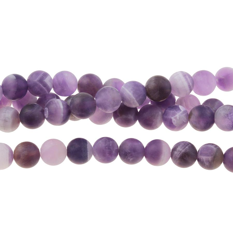 MATTE Dog Teeth Amethyst 8mm Round 8-Inch