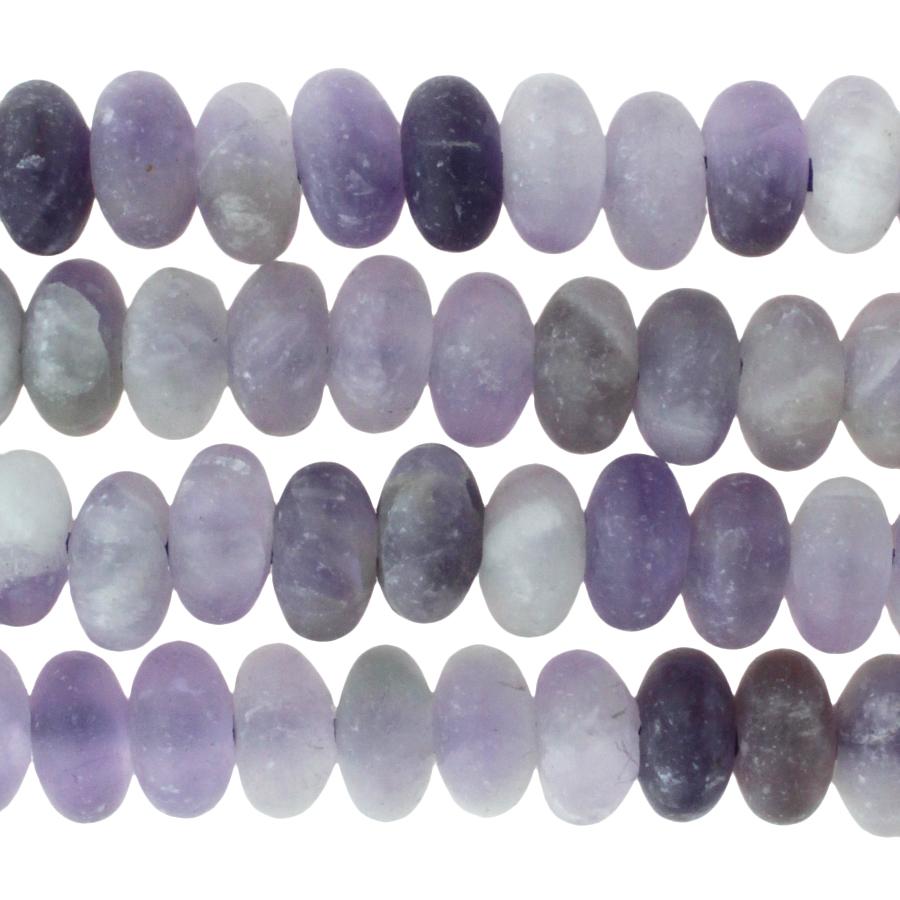 MATTE Dog Teeth Amethyst 8mm Large Hole Rondelle 8-Inch