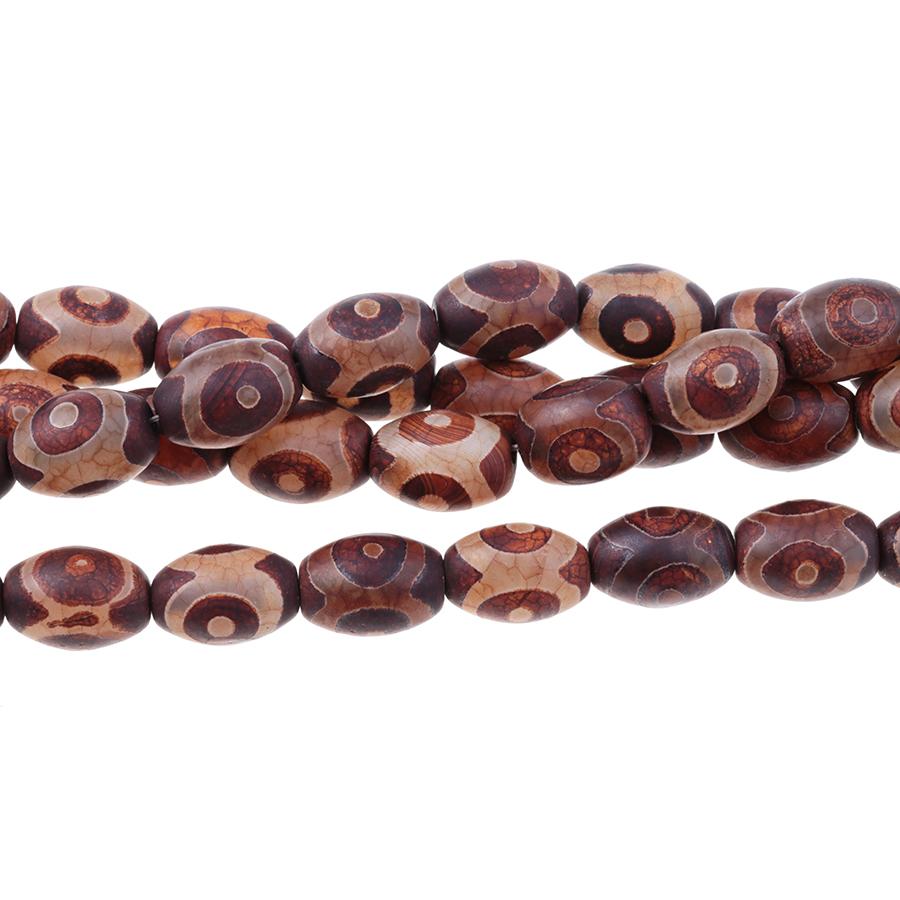 MATTE DZI Agate Red Eye 10x14mm Rice Bead 15-16"