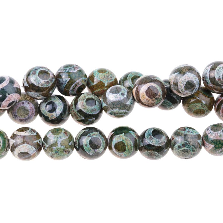 DZI Agate Green/White Eye 12mm Round 15-16"