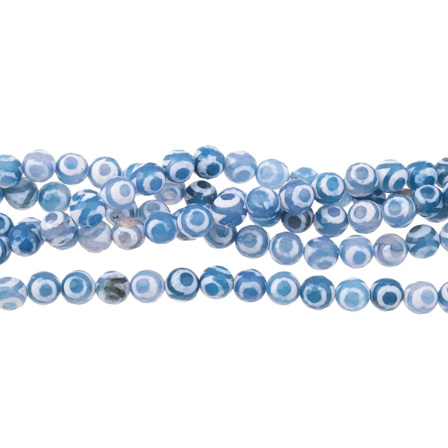 DZI Agate Blue/White Eye 6mm Faceted Round 15-16"