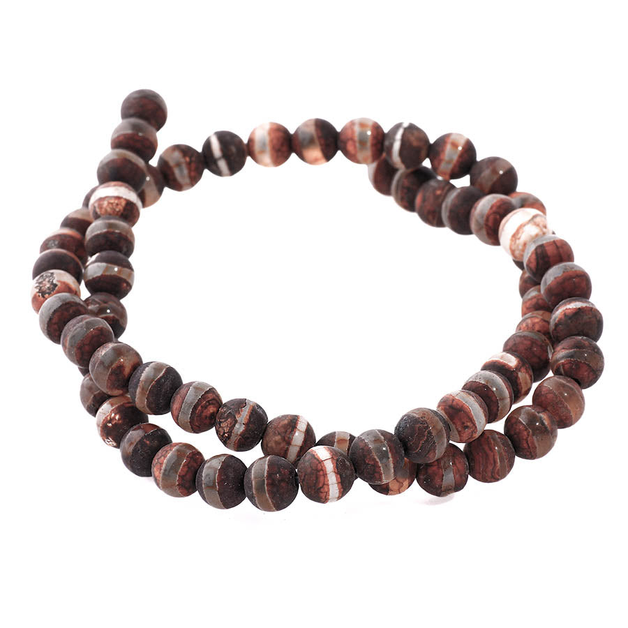 DZI Agate Line Pattern 6mm Round 15-16 Inch