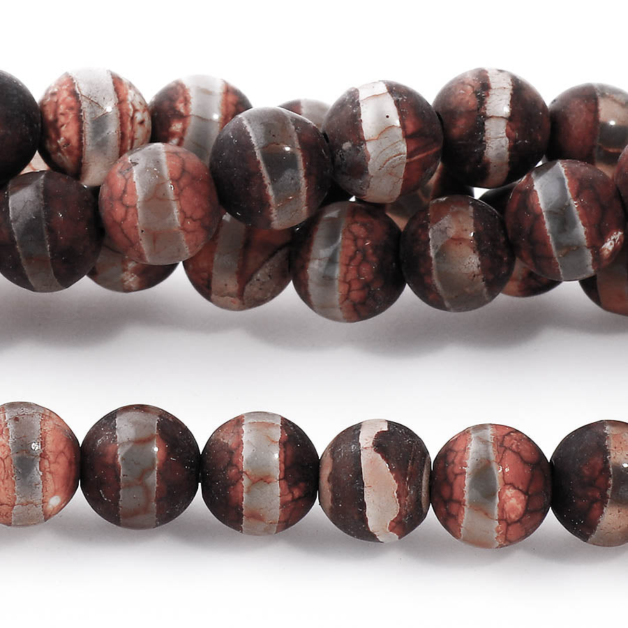 DZI Agate Line Pattern 6mm Round 15-16 Inch