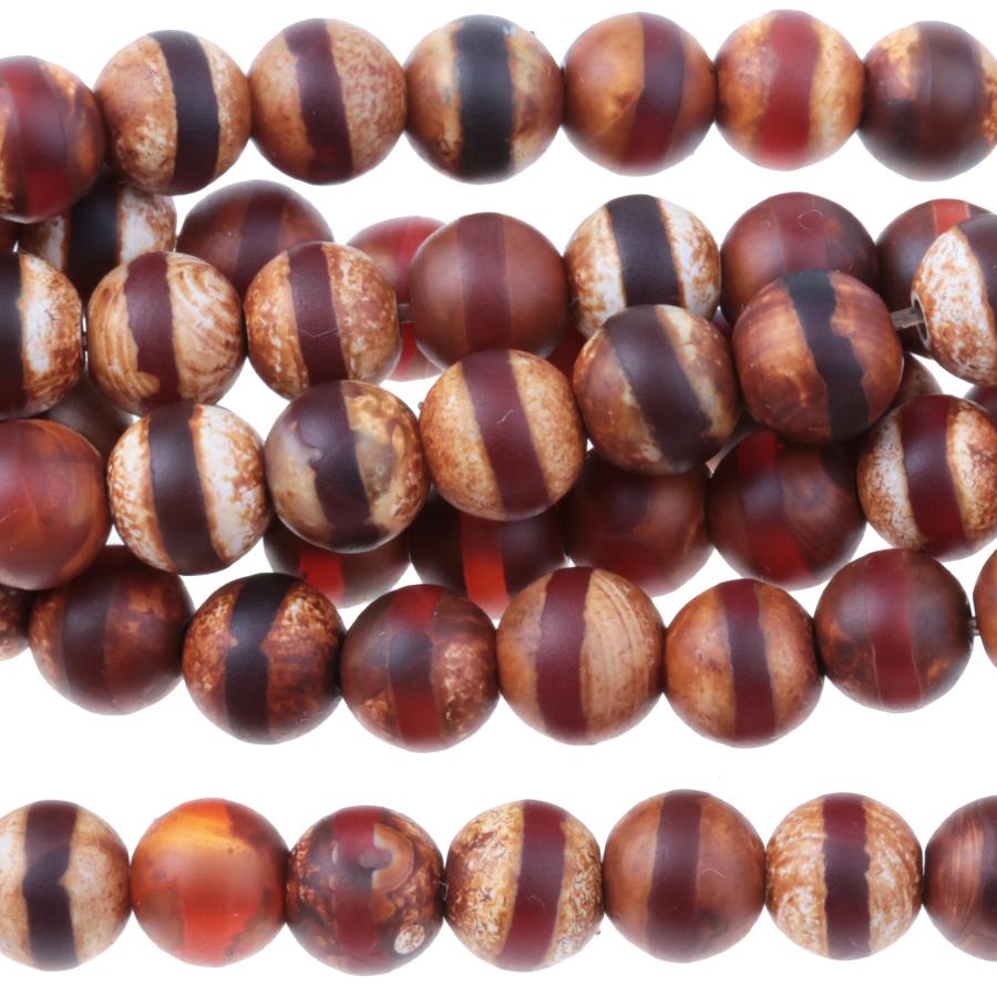 MATTE DZI Agate Brown Line 6mm Round 15-16"